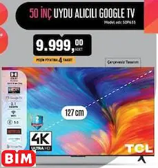 TCL 50 İNÇ UYDU ALICILI GOOGLE TV/AKILLI TELEVİZYON